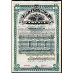 Queens County Water Co. Specimen Bond.