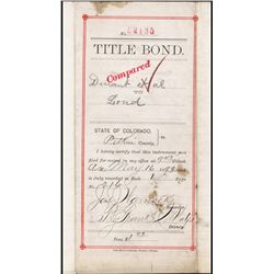 Aspen, Colorado Mining Claim Title Bond.