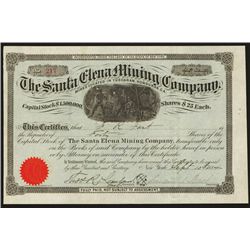 Santa Elena Mining Co. Stock Certificate.