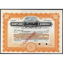 Maryland Virginia Railway Co. Specimen Stock.