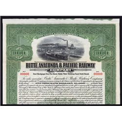 Butte, Anaconda & Pacific Railway Co. Specimen Bond.