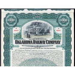 Oklahoma Railway Co. Specimen Bond.