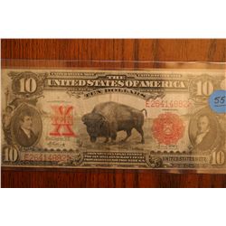 1901 $10 Buffalo Note (2 Folds or Creases)