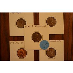 Lot Of 5  Error Pennies (Cherrypickers Guide)