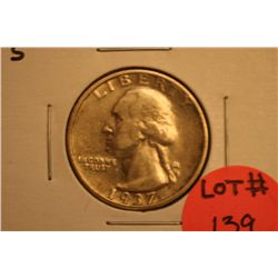 1937-S Washington Quarter VF-EF (Better Date)