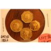 4 Tokens Gold Replicas (1852,1852,1855,1857)