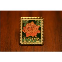 "Red Rose" Stamp Brooch