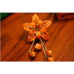 Costume Flower & Shells Necklace