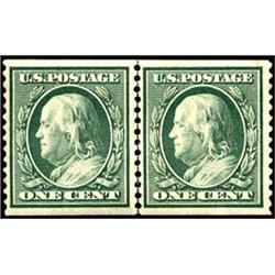 U.S. 1908-10 Coils  1909 1c Green Guide Line 