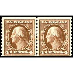 U.S. 1914-16 Coils  1914 4c Brown Guide Line 