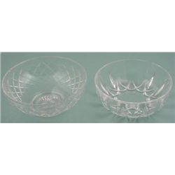 2 Crystal Glass Serving Bowls Dishes