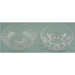 2 Crystal Glass Serving Bowls Dishes