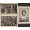 3 Antique Art Prints Black & White Newspaper Imigrants