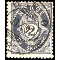 Norway   1872 2s Gray Blue Numeral with cds c