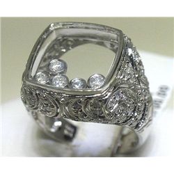 Floating Diamonds 14K White Gold Ring Size 7 1/4