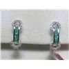 Image 2 : Emerald and Diamonds 14K White Gold Earrings Ring Set