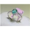 Image 1 : Diamonds and .14 ct Emerald 14K White Gold Ring 6 1/2