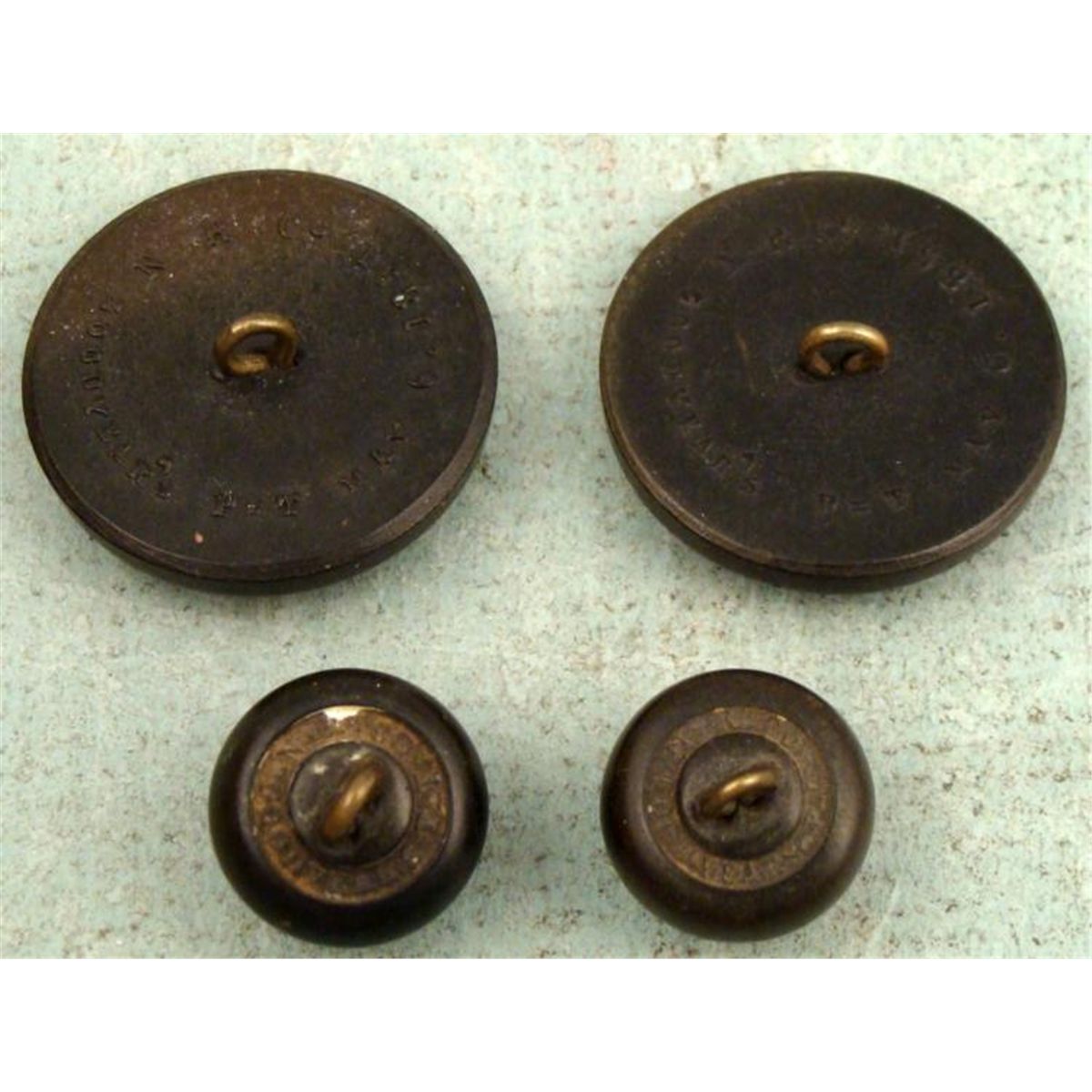 4 Goodyear PT Antique Rubber Buttons Lady Liberty