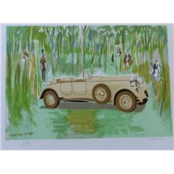 LANCASTER AUTOMOBILE ART DECO LTD ED LITHOGRAPH