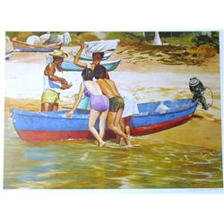 FISHERMAN SCENE LTD ED ARTIST PROOF LITHOGRAPH SALE