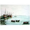 Image 1 : WATERCOLOR STYLE LIMITED EDITON BOAT SCENE LANDSCAPE