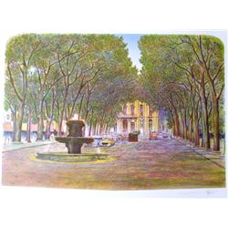 BARCELONA STREET SCENE FOUNTAIN ARCHITECTUAL ART