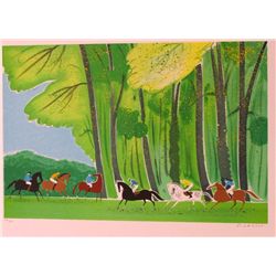 EQUESTRIAN SCENE HORSES COLORFUL LIMITED EDITION