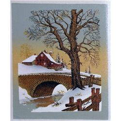 SNOW WINTER BIRD SCENE ON CANVAS ONLY $25