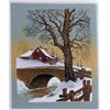 Image 1 : SNOW WINTER BIRD SCENE ON CANVAS ONLY $25