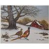 Image 1 : COLORFUL CANVAS SERIGRAPH ONLY $25 WINTER BIRD SCENE