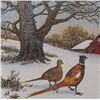 Image 2 : COLORFUL CANVAS SERIGRAPH ONLY $25 WINTER BIRD SCENE