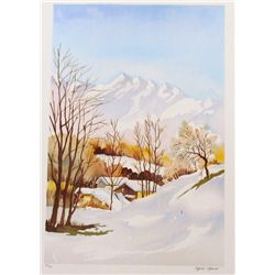 TRADITIONAL WINTER SCENE SIGNED ART SALE