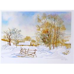 COLORFUL WATERCOLOR LIKE LIMITED EDITION WINTER SCENE
