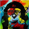 Image 2 : COLORFUL CANVAS ORIGINAL ART WHIMSICAL MONKEY