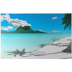 TROPICAL ARTWORK SERIGRAPH COLORFUL SUPER SALE