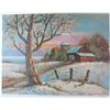 Image 1 : SNOW BARNYARD SCENE TRADITIONAL ART SERIGRAPH SALE