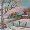 Image 2 : SNOW BARNYARD SCENE TRADITIONAL ART SERIGRAPH SALE