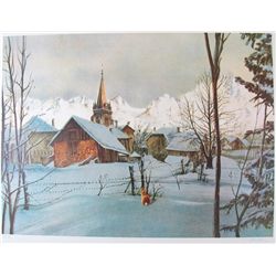 RABBIT IN CHURCHYARD SIGNED SERIGRAPH ONLY $50