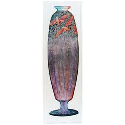 VASE ETCHING HAND COLORED ETCHING SIGNED MITRA