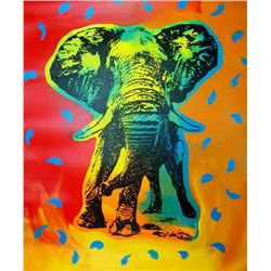 POP ART CANVAS ORIGINAL ELEPHANT COLORFUL ESTATE SALE