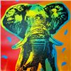 Image 2 : POP ART CANVAS ORIGINAL ELEPHANT COLORFUL ESTATE SALE