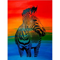 ONLY $100 ORIGINAL ARTWORK CANVAS ZEBRA POP COLORFUL