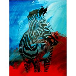 COLORFUL POP ART CANVAS ORIGINAL ZEBRA ART SALE ONLY $100