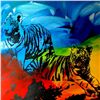 Image 2 : TIGERS COLORFUL ORIGINAL PAINTING LARGE POP ART