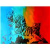 Image 1 : COLORFUL POP ART CANVAS ORIGINAL TIGERS ART SALE ONLY $100