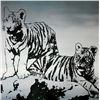 Image 2 : TIGERS BLACK & WHITE ORIGINAL PAINTING LARGE POP ART
