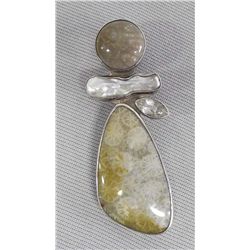 Sterling Silver & Fossilized Coral Pendant