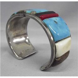 Navajo Multi Stone Sterling Silver Bracelet