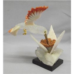 Peruvian Natural Gemstone Hummingbird Sculpture