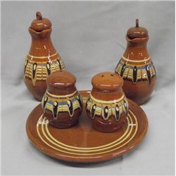 Troyan Pottery Condiment Set from Bulgaria